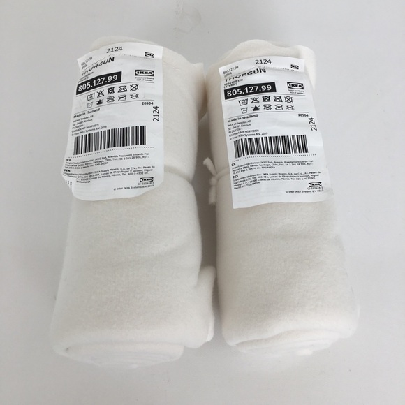 IKEA Thorgun Blanket White NEW Bundle of 2 Soft Cozy Fleece Throw Blankets NWT - Picture 6 of 15